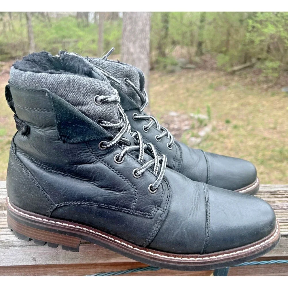 BUCKLE OUTPOST MAKERS BLACK LEATHER EVERET BOOTS SIZE 10.5